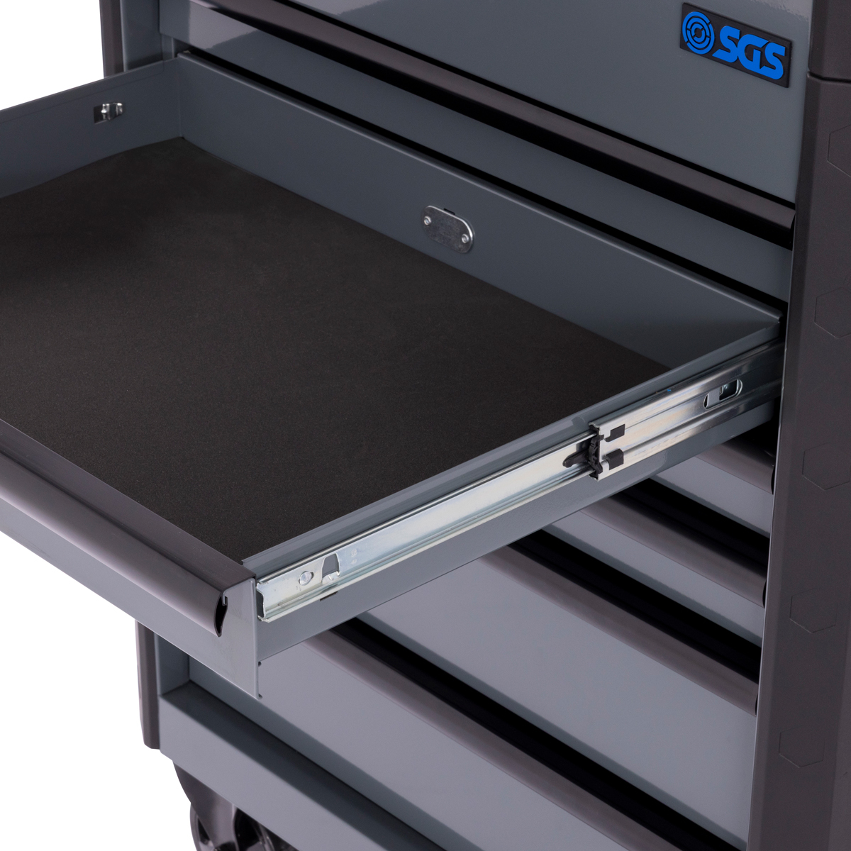 SGS 28in Tool Trolley Cart with Lid | 6 Drawers | Side Trays | Grey
